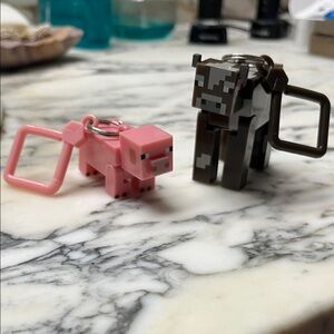 Minecraft Pig and Cow Keychains
